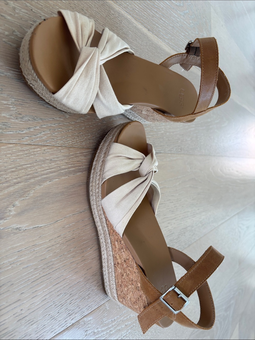 Ugg Wedge Espadrille Sandals - Cream and Tan